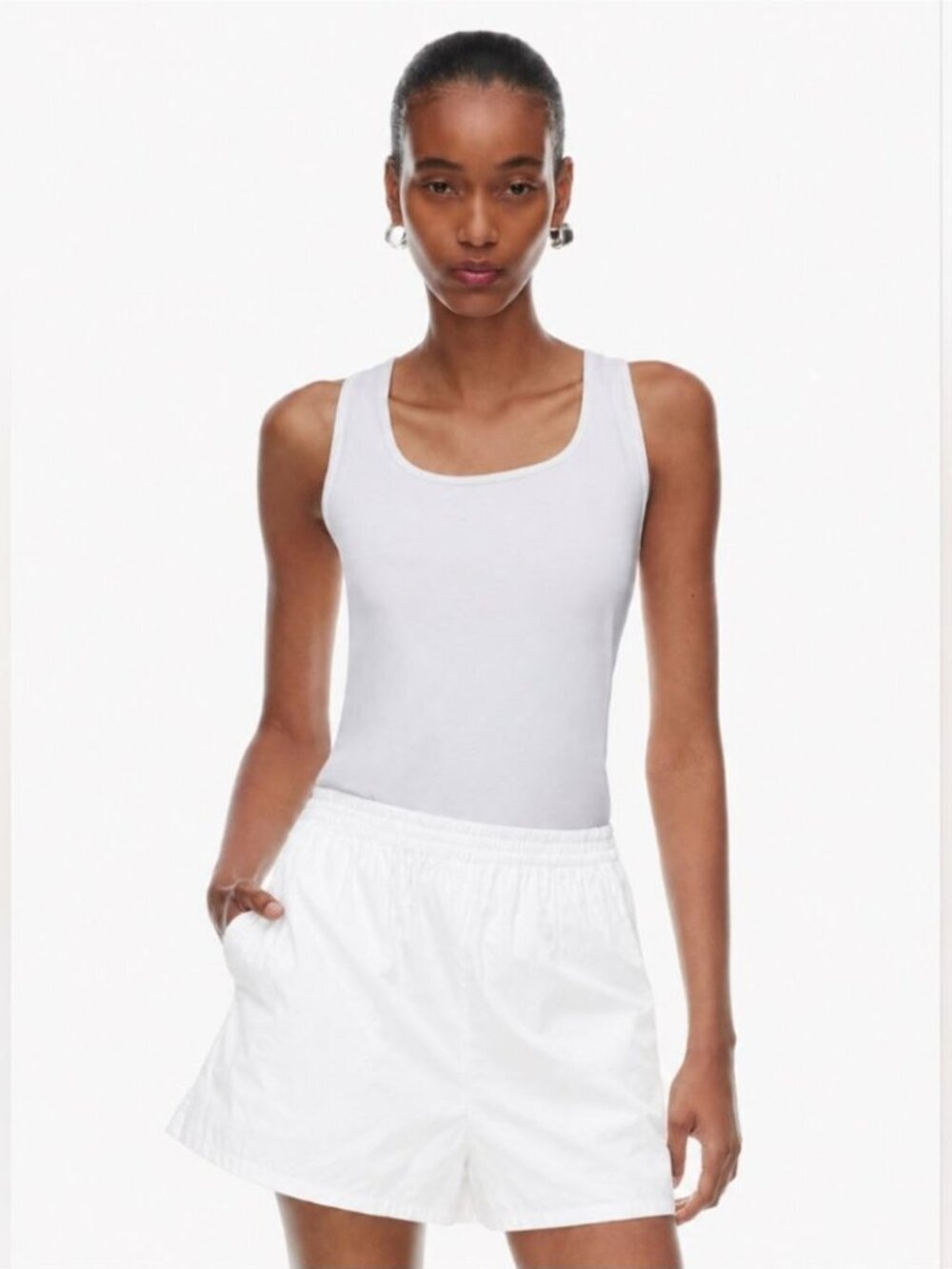 Aritzia Babaton Deakins 5" Boxer Short Cotton Poplin Casual White Size XL